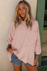 Ribbed Roll-tab Sleeve Chest Pocket Oversize Top